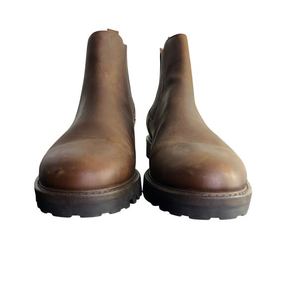 Patina Chelsea Boots Mens 10.5 Brown Leather Handcrafted Suede Slip On Lug Sole - Picture 2 of 10